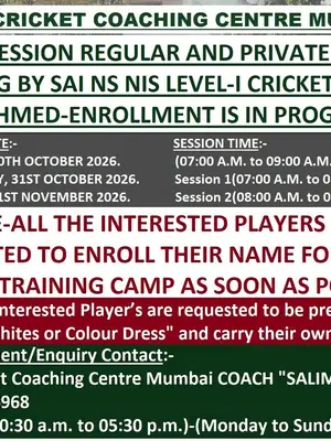 ACCC Mumbai Six Session Regular and Private Cricket Training poster