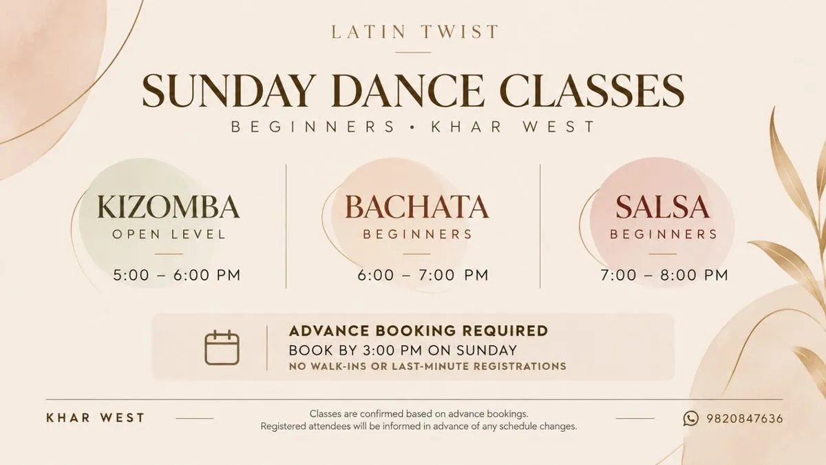 Latin Twist Sunday Dance Classes | Salsa, Bachata & Kizomba